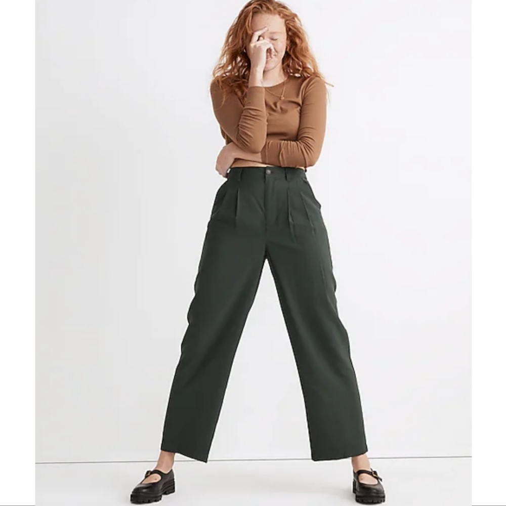 Madewell Barroway Wide-Leg Crop Green Pant